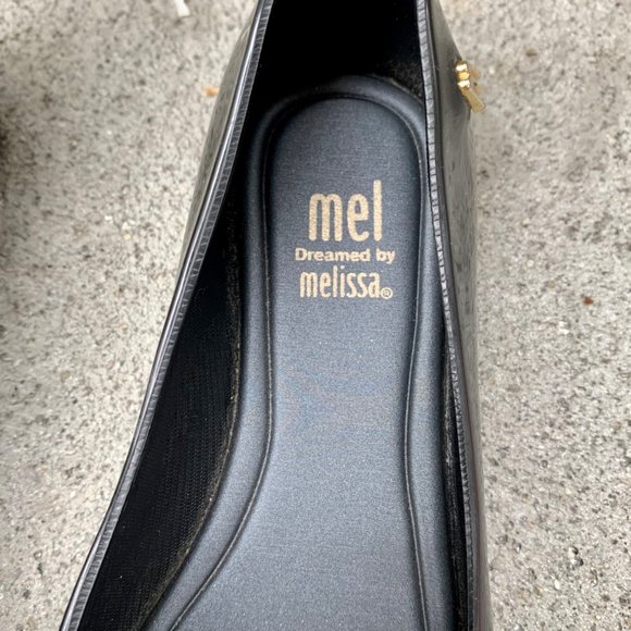 MEL By MELISSA Girls Ultra Girl Bow Shoes 12 Black Slip On Jelly Wedge Shoe Girl - Picture 8 of 9